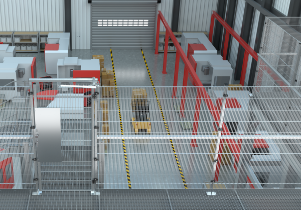 Schutzzaun zur Absturzsicherung, Systembaukasten ECONFENCE® BASIC LINE ABSTURZSICHERUNG HÖHE 2000MM